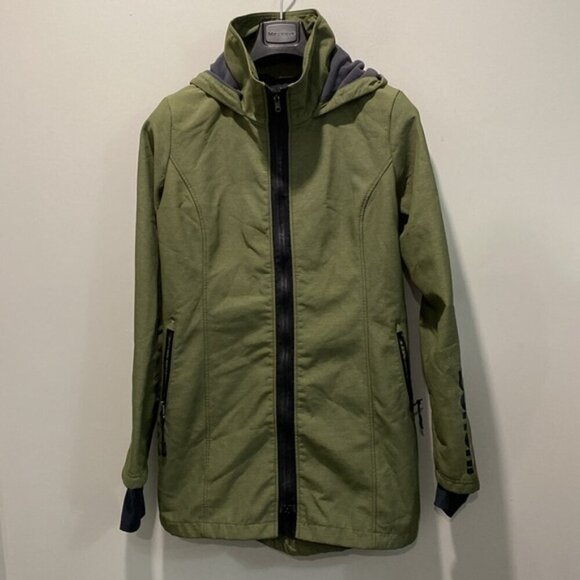 Bench Green Softshell Hooded Long Coat Size large - Picture 7 of 16